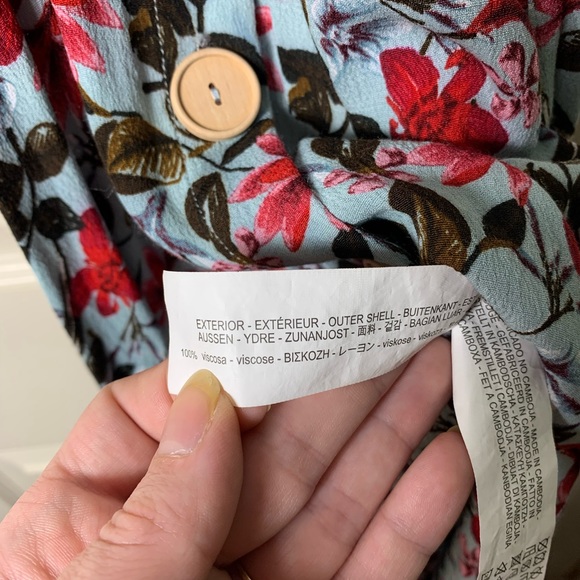 Zara | Floral Button Front Half Bell Sleeve Midi Dress - Large - Picture 10 of 11